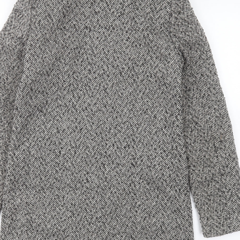 Atmosphere Womens Grey Geometric Pea Coat Coat Size 8 Button