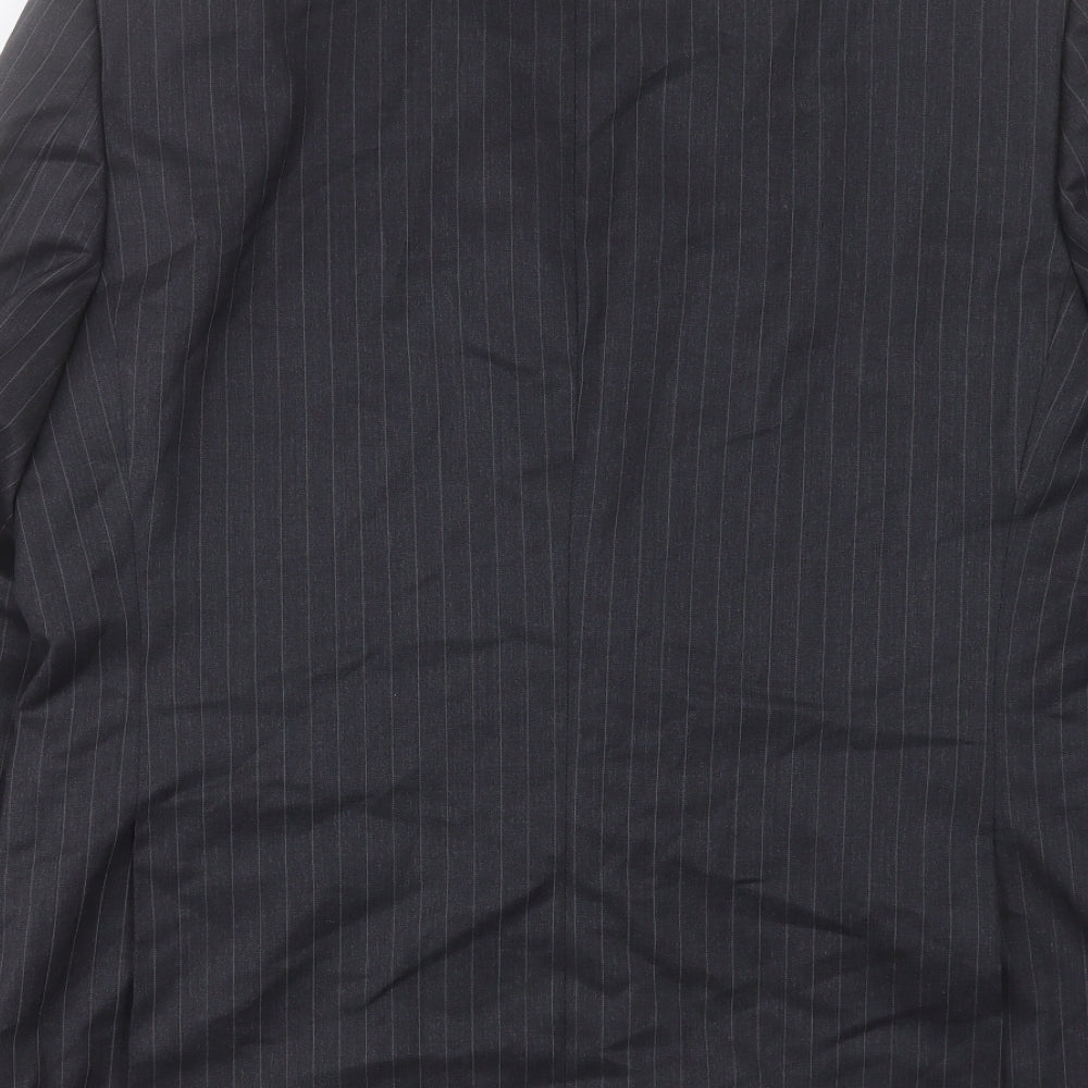 Greenwoods Mens Grey Striped Wool Jacket Suit Jacket Size 40