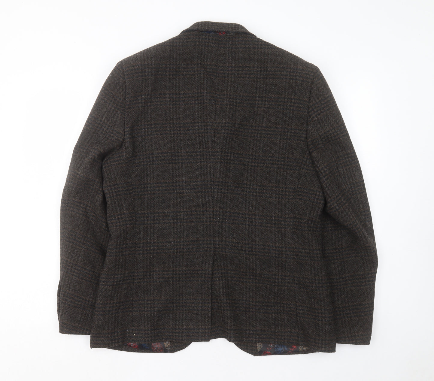 Racing Green Mens Brown Plaid Wool Jacket Suit Jacket Size 40