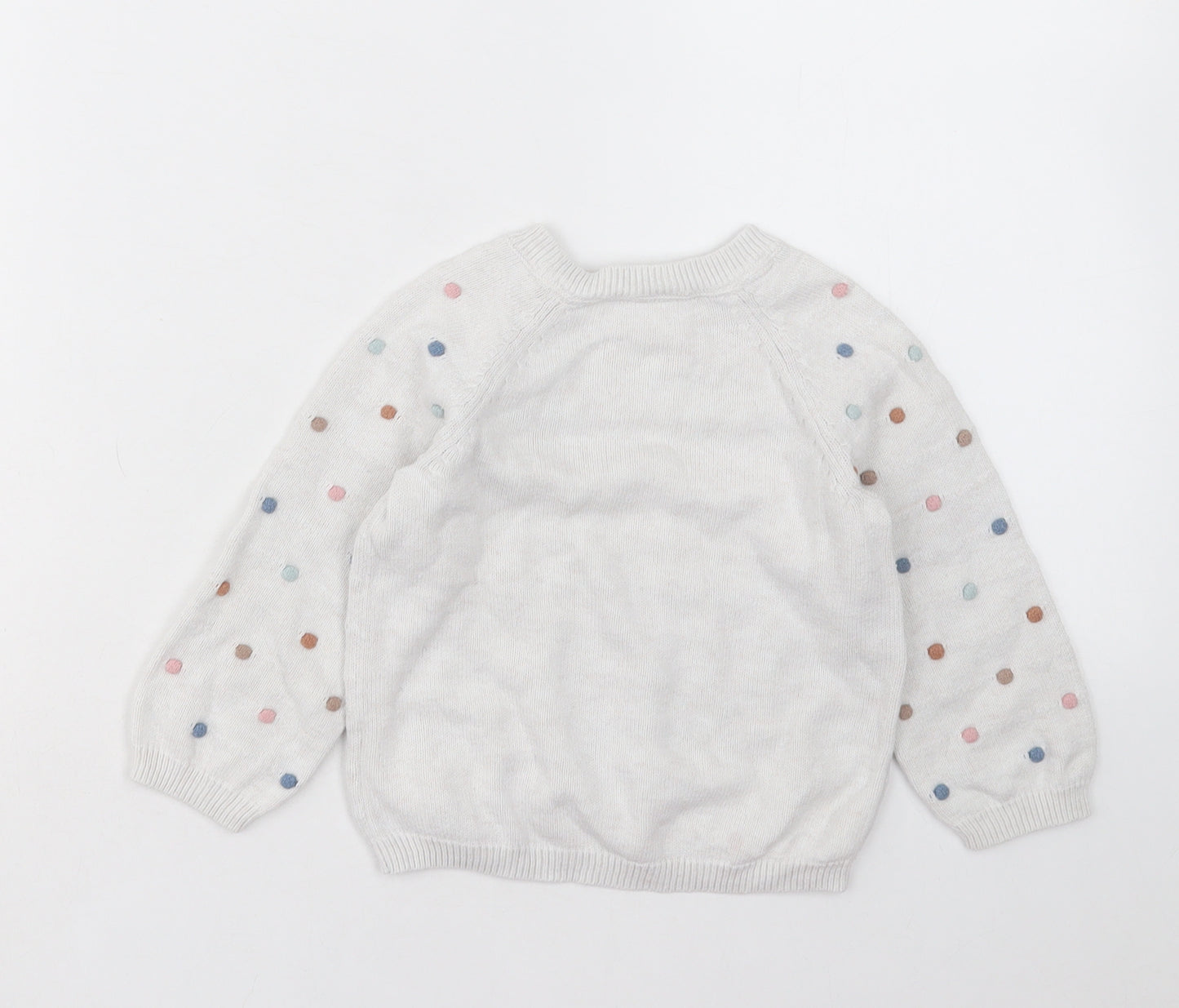 H&M Girls Multicoloured Polka Dot Cotton Pullover Jumper Size 12-18 Months Button