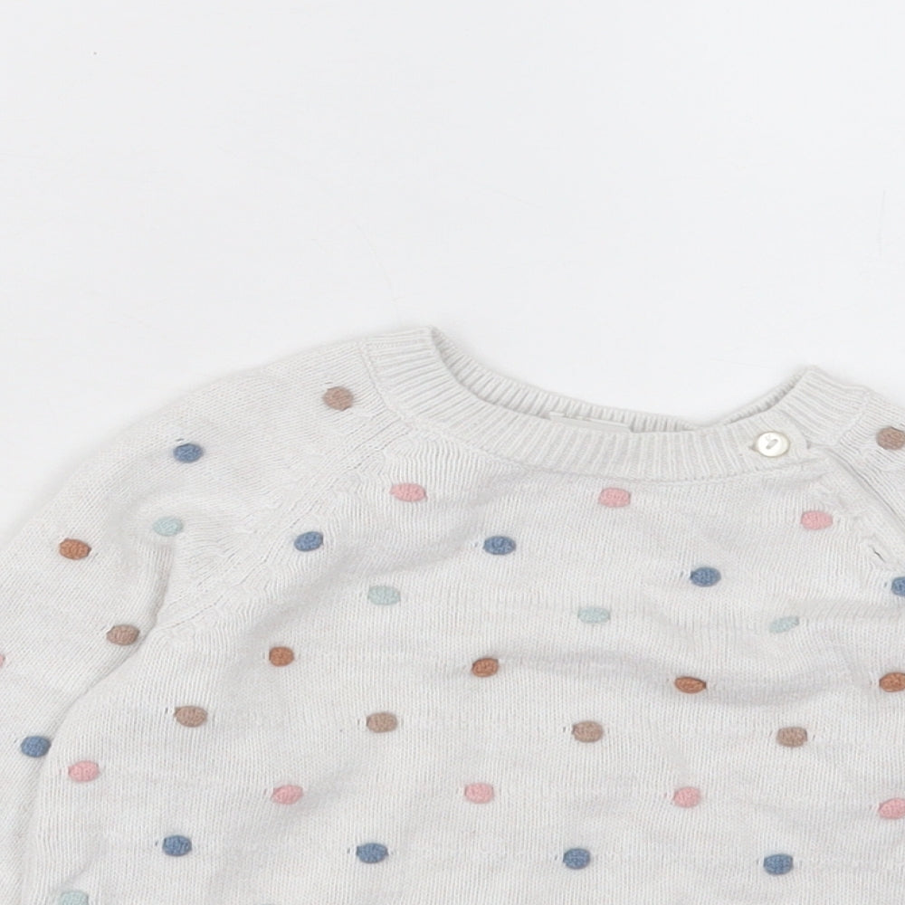 H&M Girls Multicoloured Polka Dot Cotton Pullover Jumper Size 12-18 Months Button
