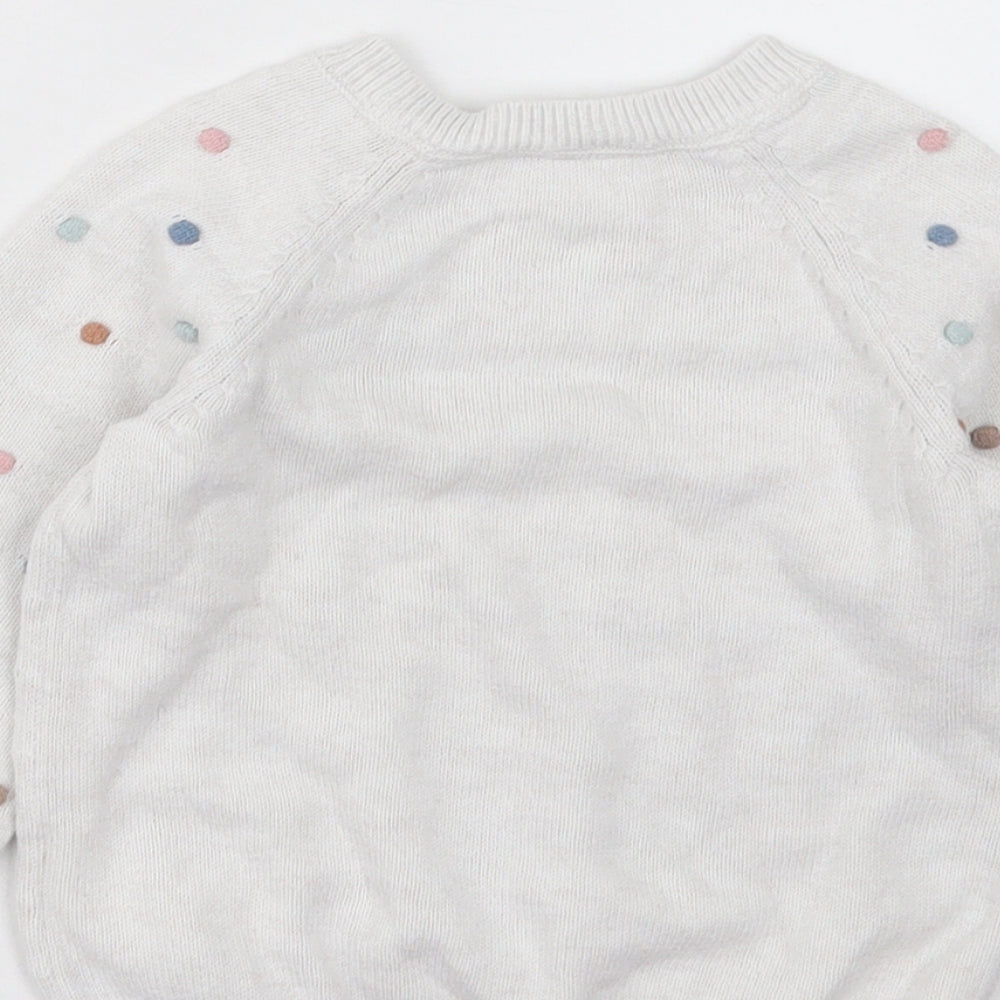 H&M Girls Multicoloured Polka Dot Cotton Pullover Jumper Size 12-18 Months Button