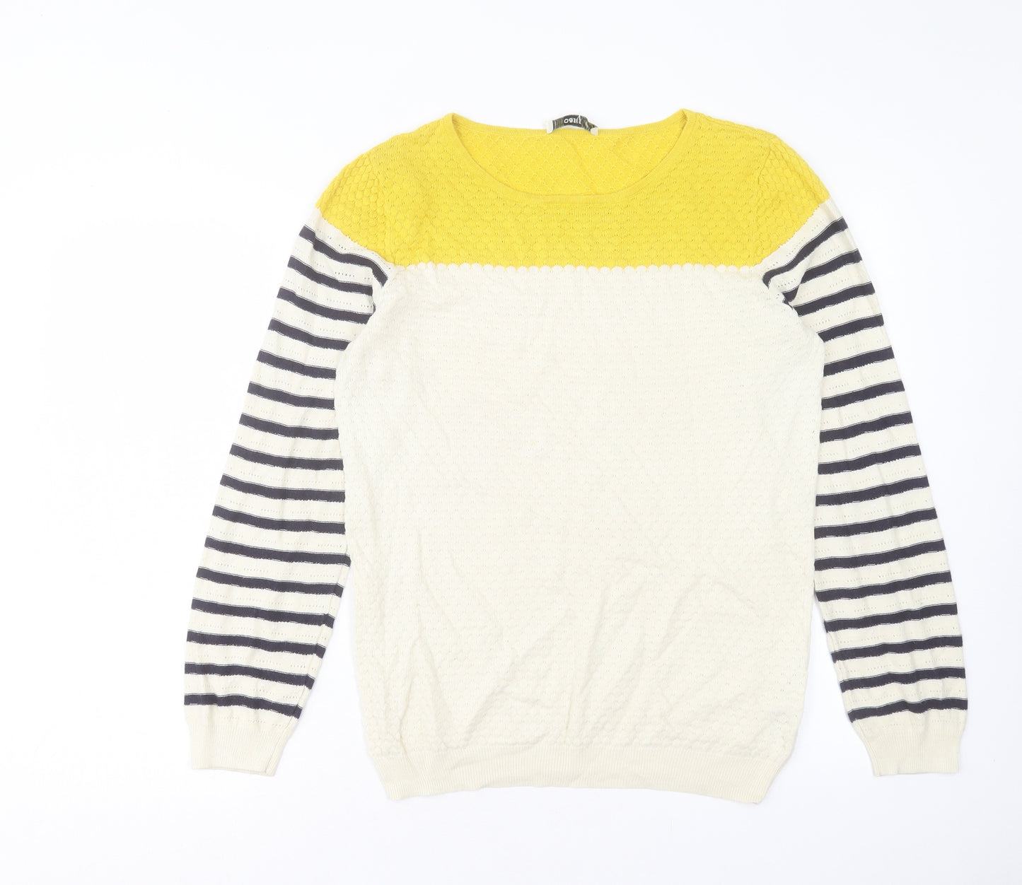 Oasis Womens Multicoloured Boat Neck Striped Cotton Pullover Jumper Size L