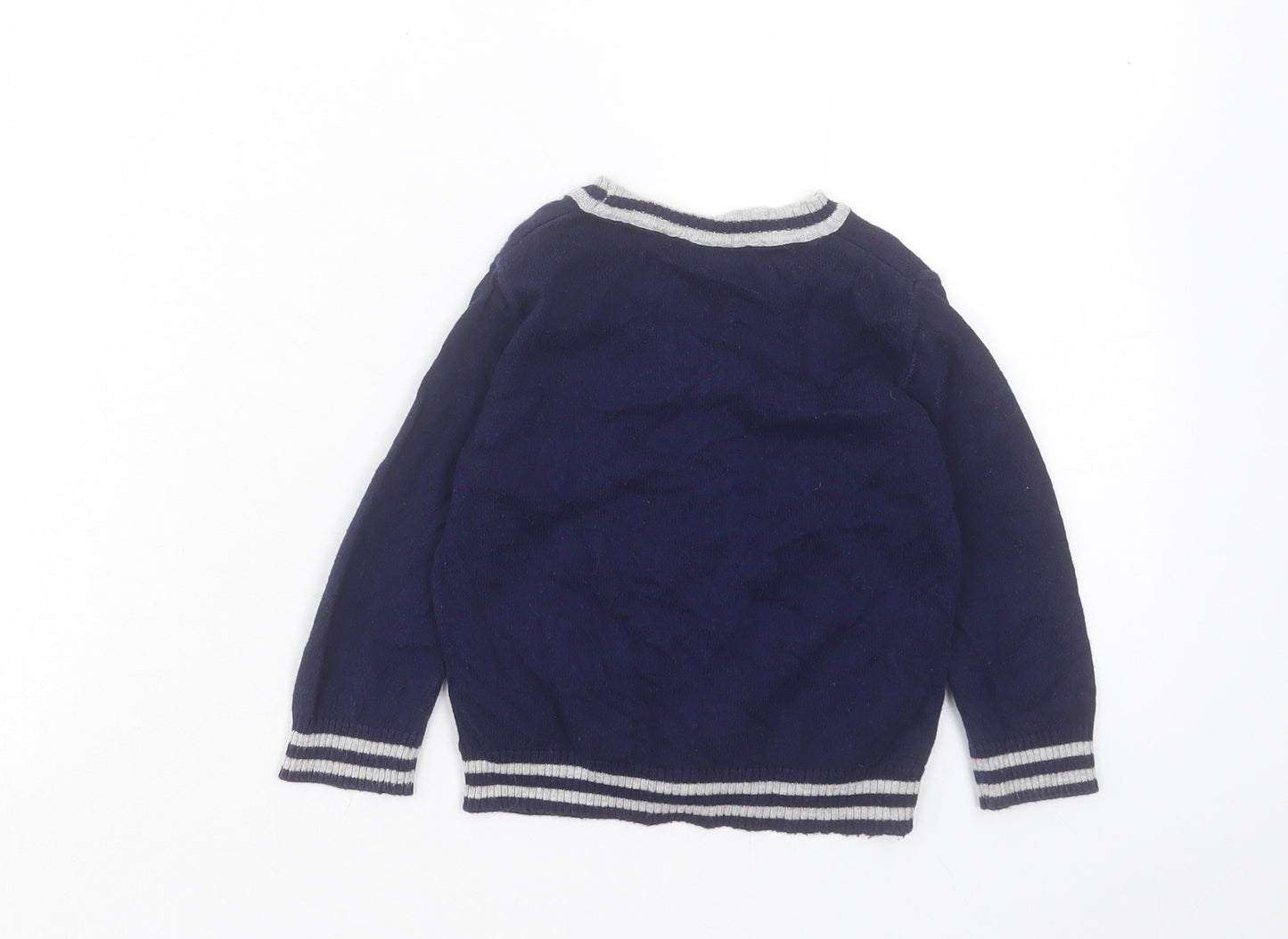 M&Co Boys Blue Cotton Cardigan Jumper Size 9-12 Months Button