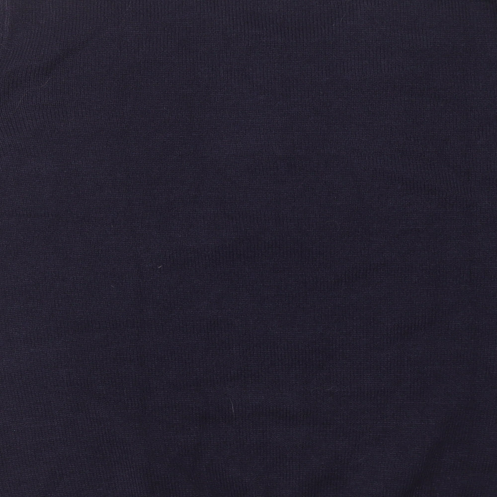 Julipa Womens Blue Round Neck Acrylic Pullover Jumper Size 28 - Floral Detail