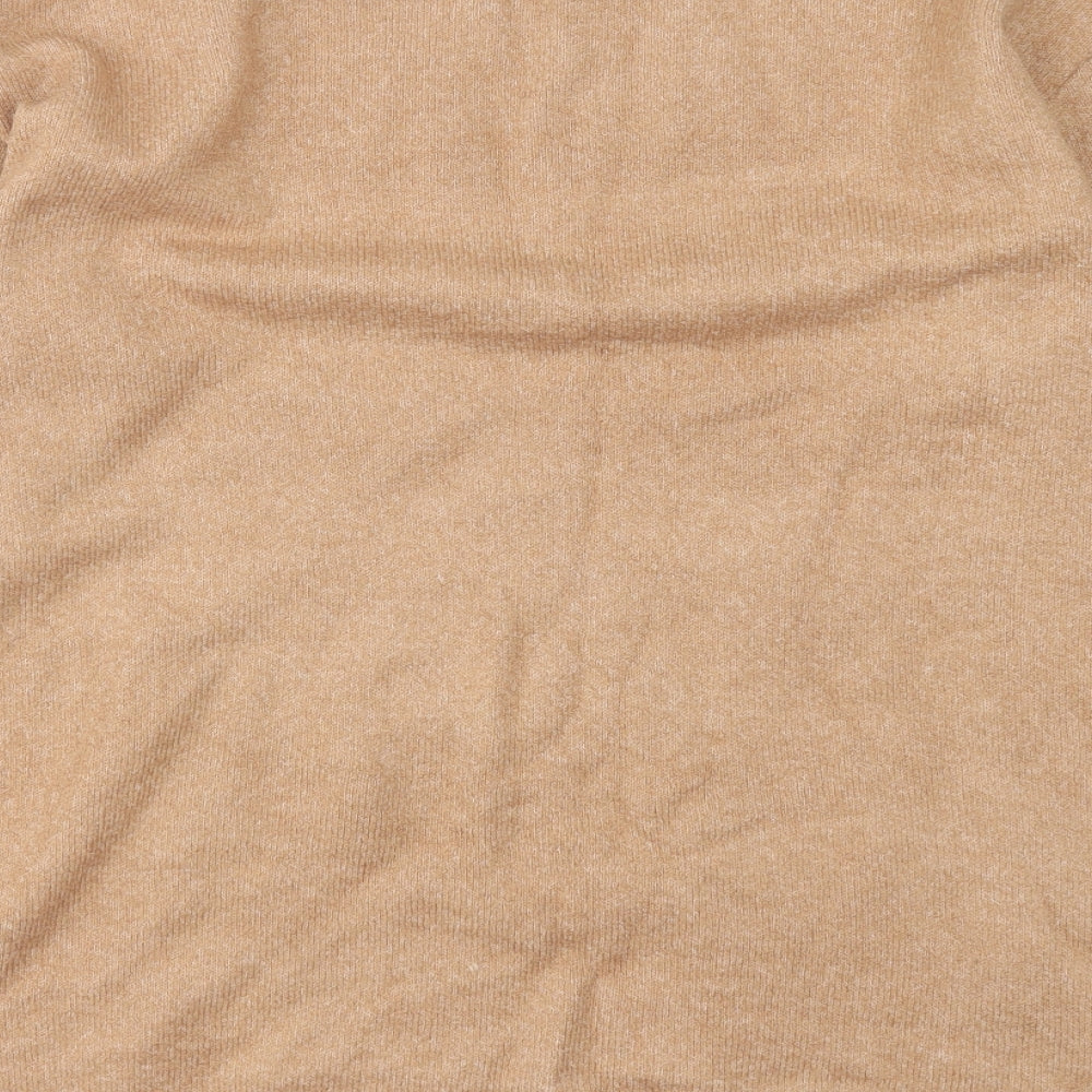 TU Womens Brown Crew Neck Polka Dot Acrylic Pullover Jumper Size 14
