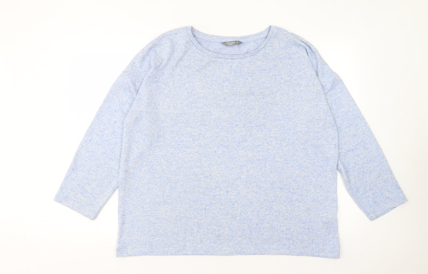 Nutmeg Womens Blue Round Neck Polyester Pullover Jumper Size 16