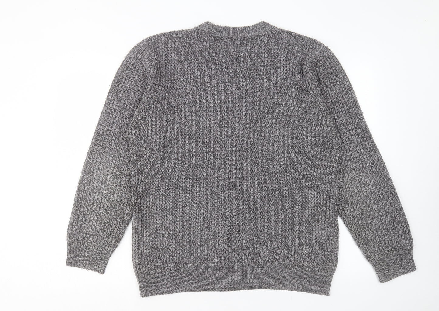George Mens Grey Crew Neck Acrylic Pullover Jumper Size M