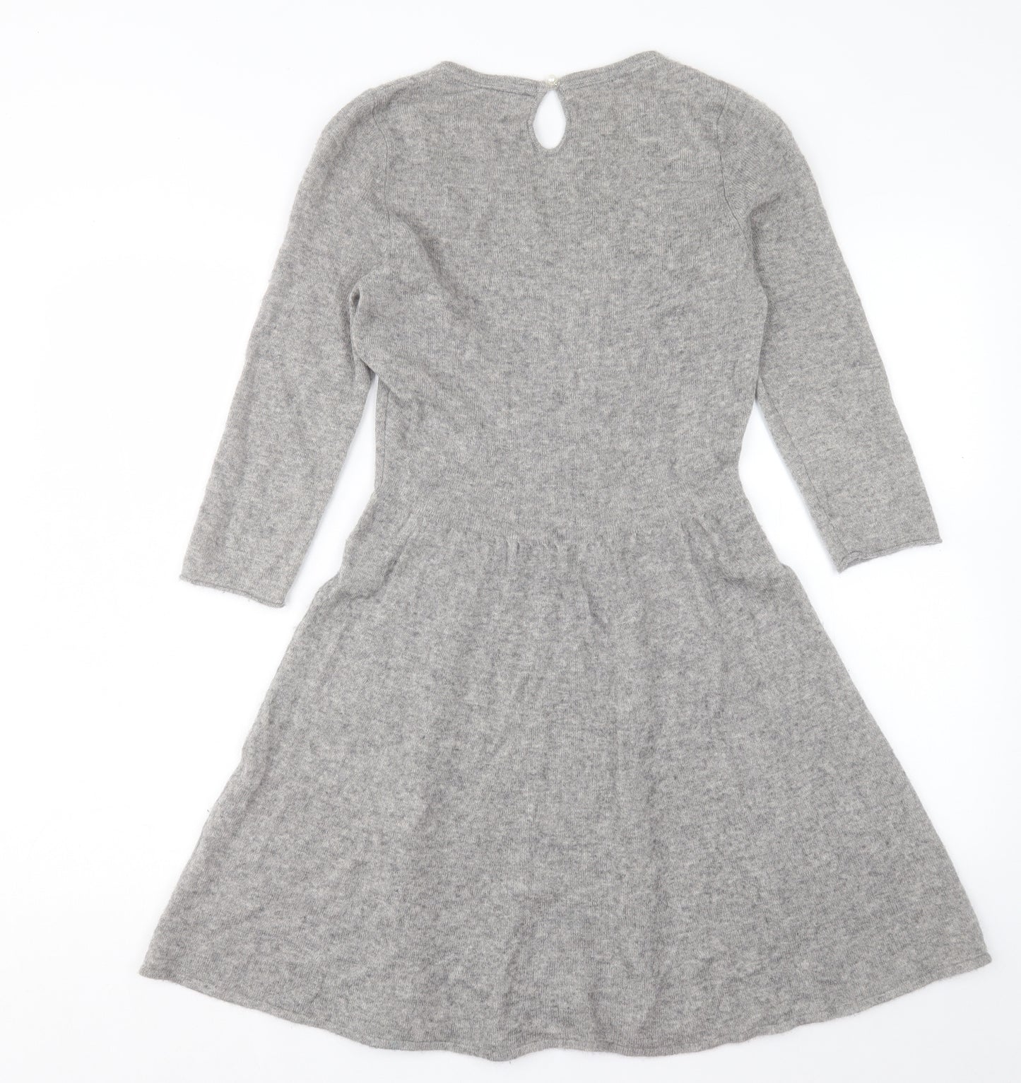 Clements Ribeiro Womens Grey Cashmere Fit & Flare Size S Round Neck Button