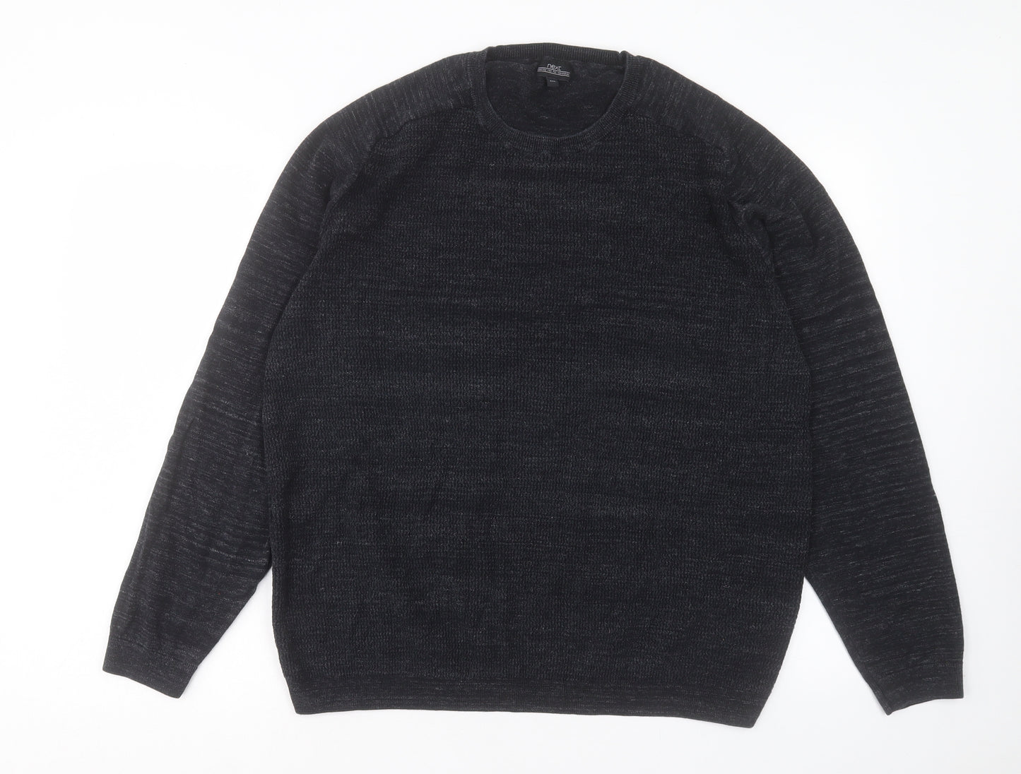 NEXT Mens Black Round Neck Cotton Pullover Jumper Size 2XL