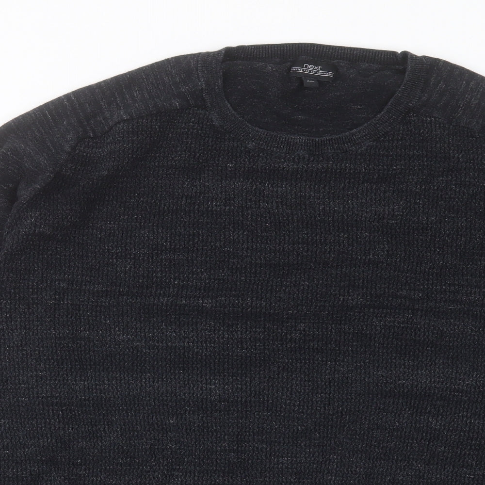 NEXT Mens Black Round Neck Cotton Pullover Jumper Size 2XL