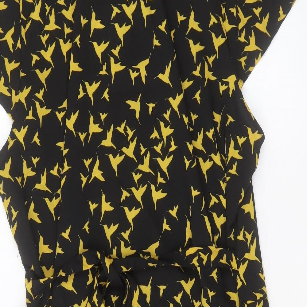 George Womens Yellow Geometric Polyester Skater Dress Size 24 Collared Button