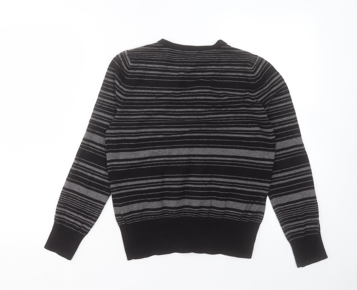 Debenhams Womens Black V-Neck Striped Viscose Pullover Jumper Size 14