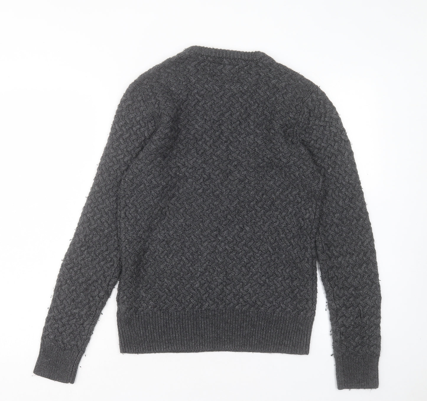Firetrap Mens Grey Round Neck Acrylic Pullover Jumper Size M
