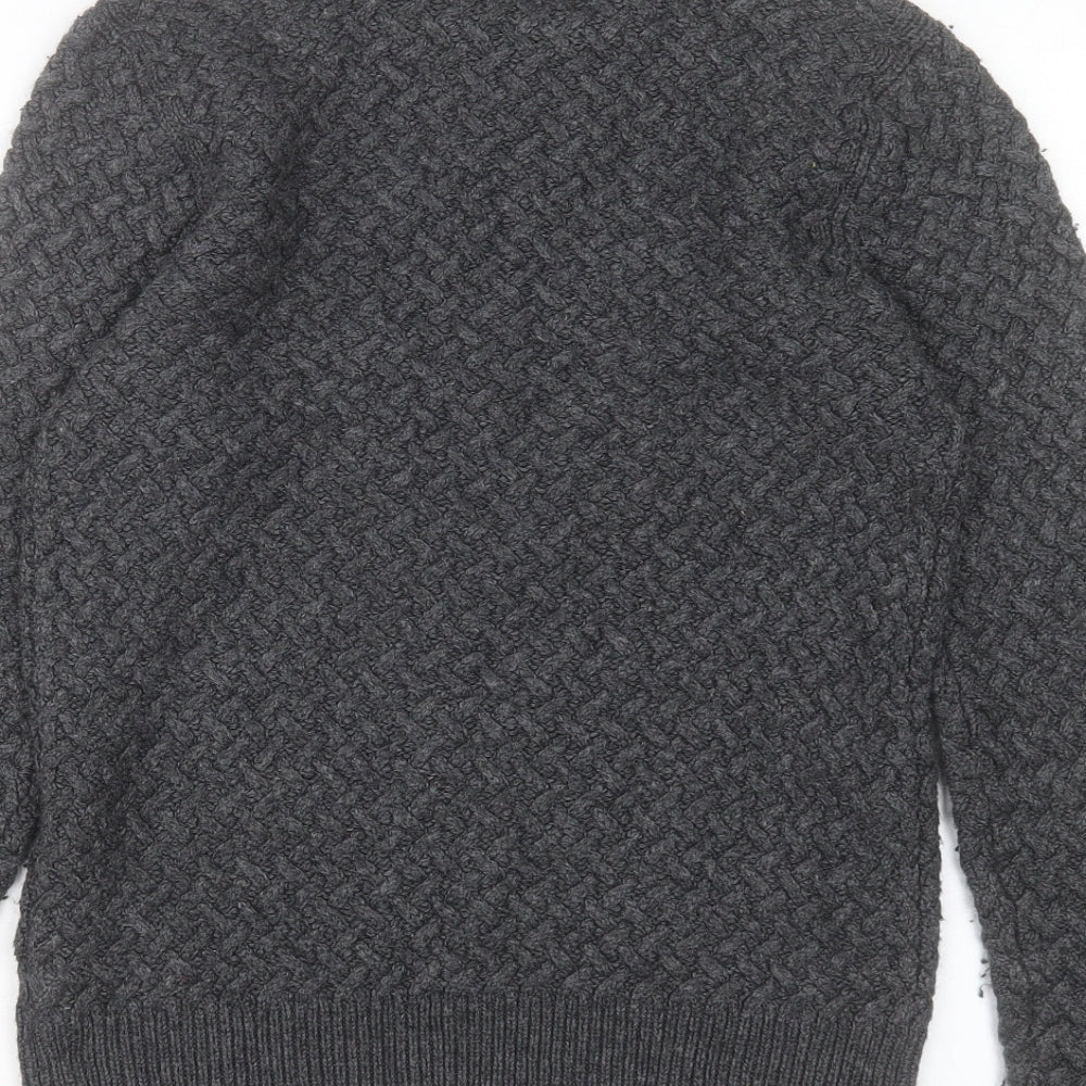 Firetrap Mens Grey Round Neck Acrylic Pullover Jumper Size M