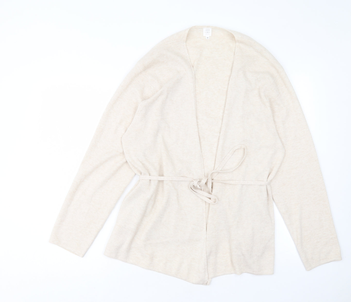 John Lewis Womens Beige V-Neck Acrylic Cardigan Jumper Size 20