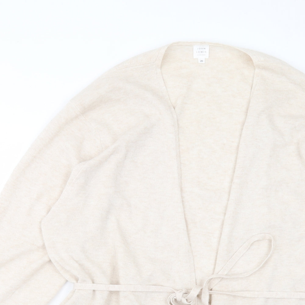 John Lewis Womens Beige V-Neck Acrylic Cardigan Jumper Size 20