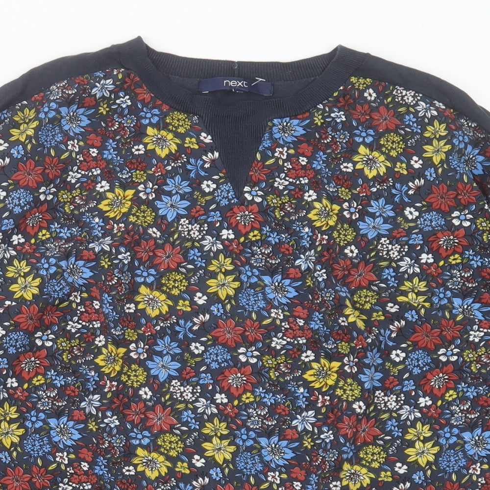 Marks and Spencer Womens Blue Crew Neck Floral Viscose Pullover Jumper Size 10