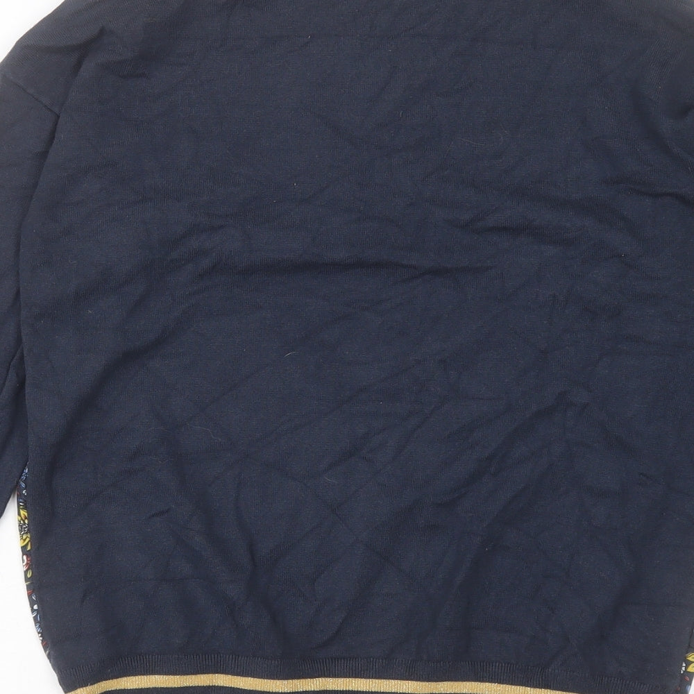 Marks and Spencer Womens Blue Crew Neck Floral Viscose Pullover Jumper Size 10