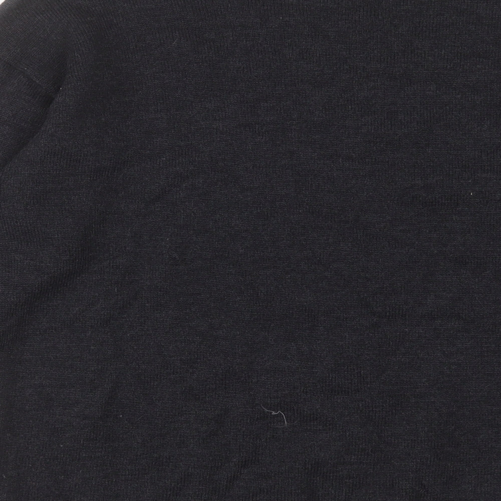 PINA ROSSI Womens Grey Round Neck Geometric Wool Pullover Jumper Size 12