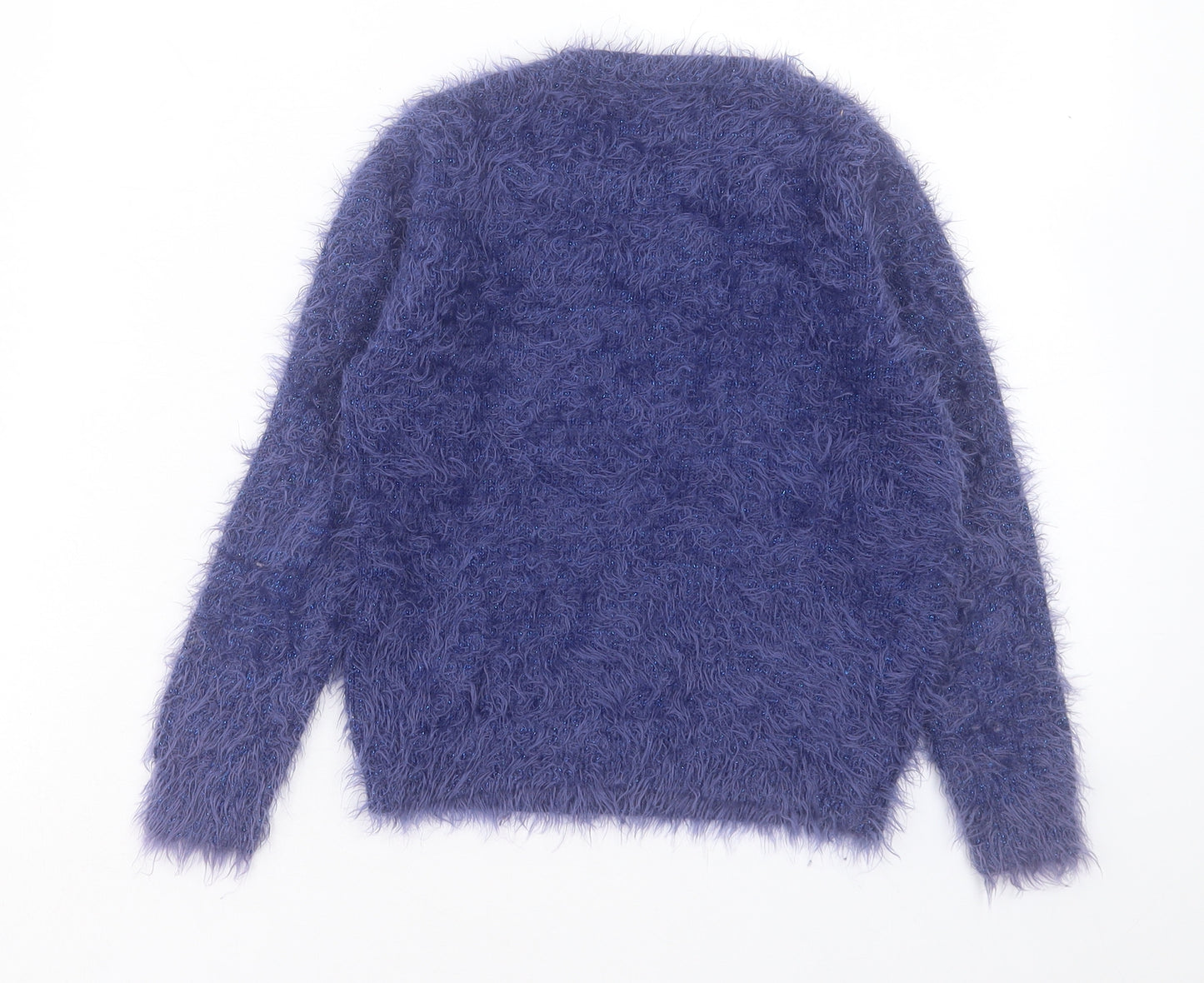 Marks and Spencer Girls Purple Crew Neck Acrylic Pullover Jumper Size 6-7 Years Pullover - Snowflake