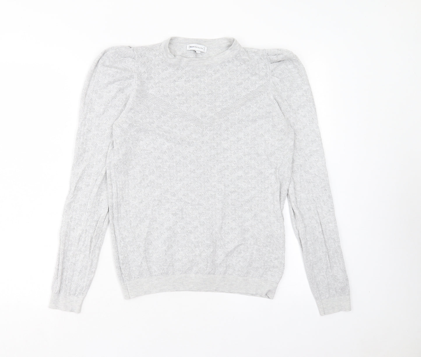 Warehouse Womens Grey Crew Neck Viscose Pullover Jumper Size 12