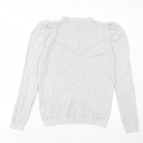 Warehouse Womens Grey Crew Neck Viscose Pullover Jumper Size 12