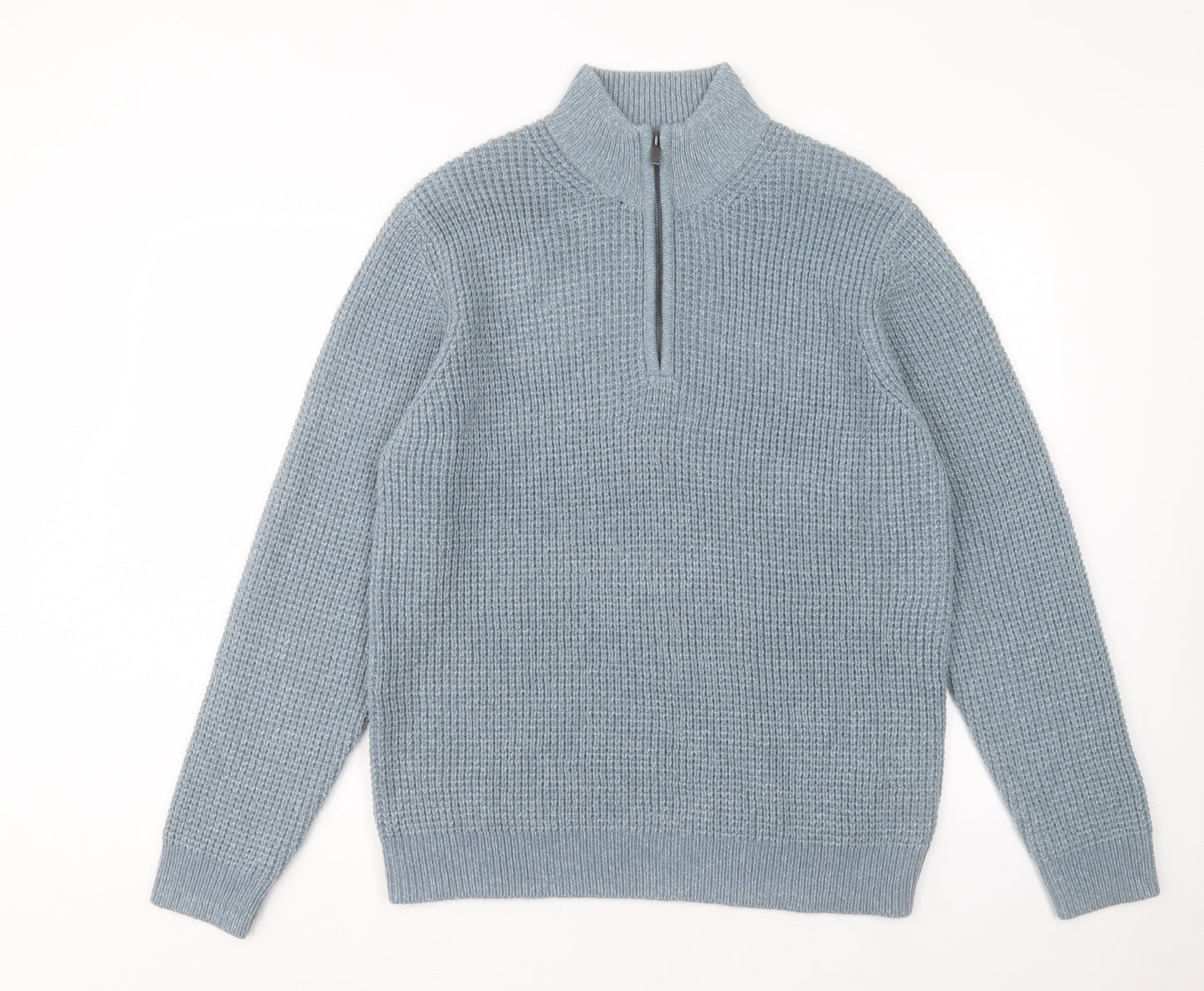 TU Mens Blue High Neck Acrylic Pullover Jumper Size L