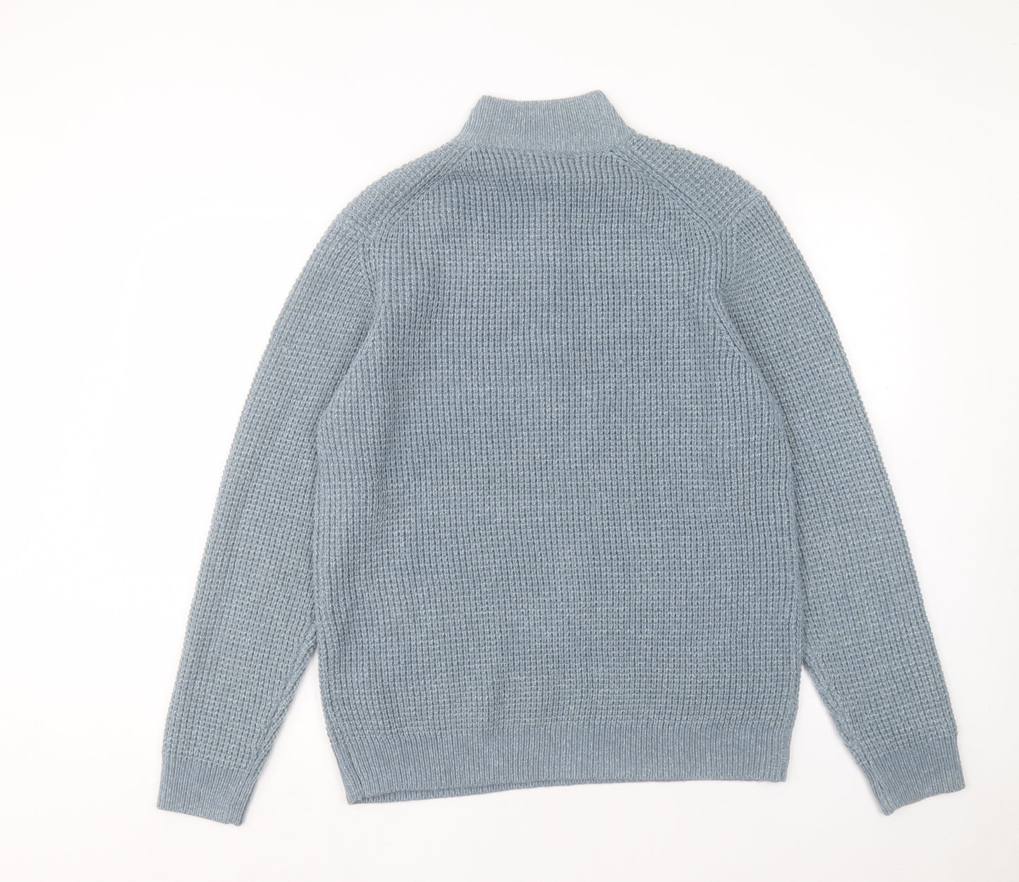 TU Mens Blue High Neck Acrylic Pullover Jumper Size L