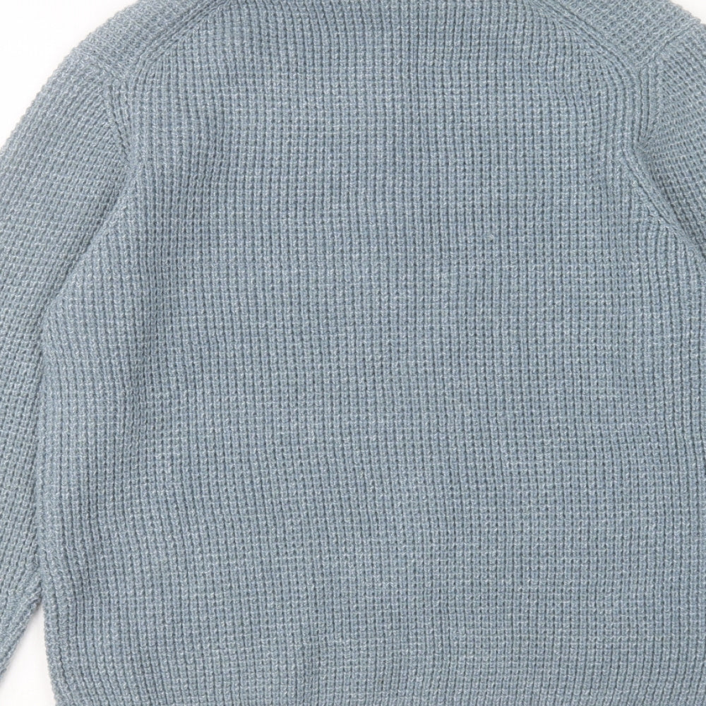 TU Mens Blue High Neck Acrylic Pullover Jumper Size L