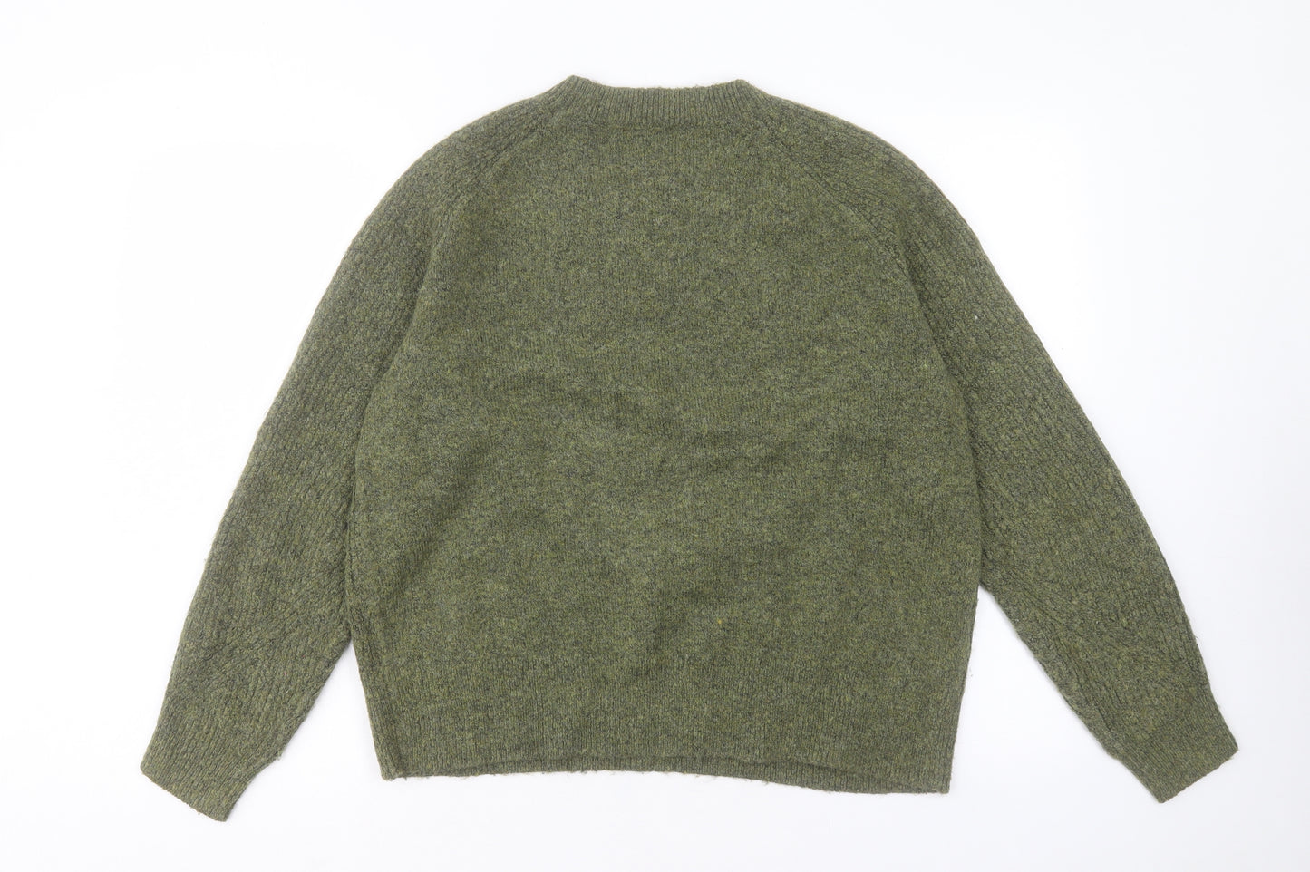 Marks and Spencer Womens Green Round Neck Acrylic Pullover Jumper Size M