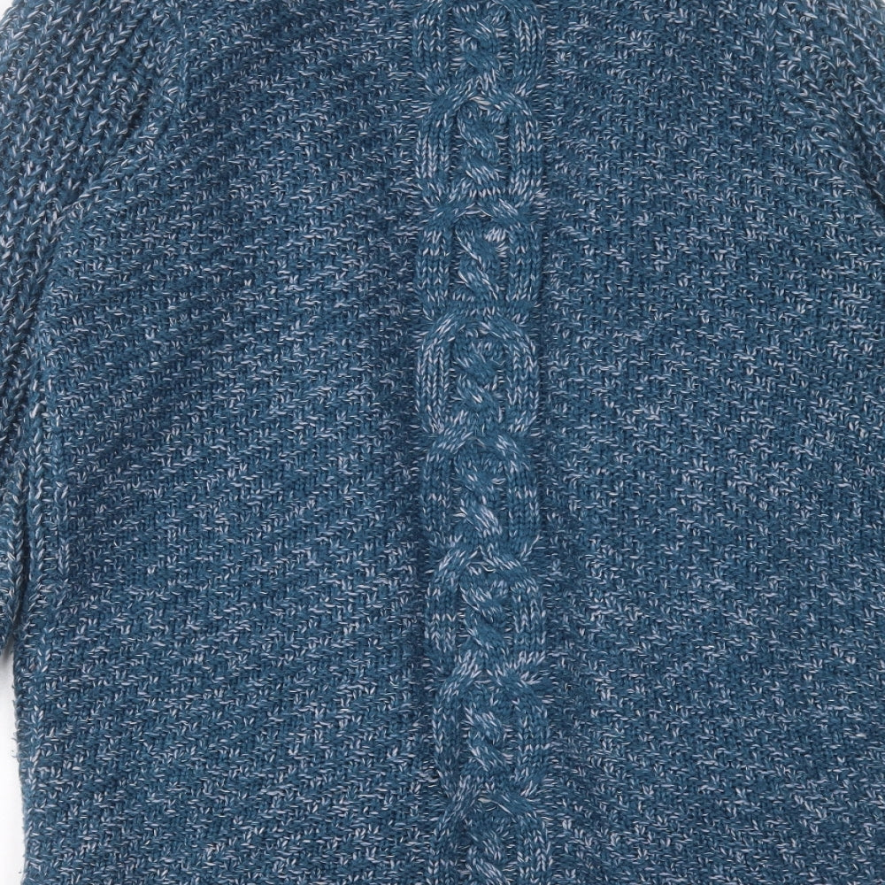 BHS Womens Blue Collared Acrylic Cardigan Jumper Size 14