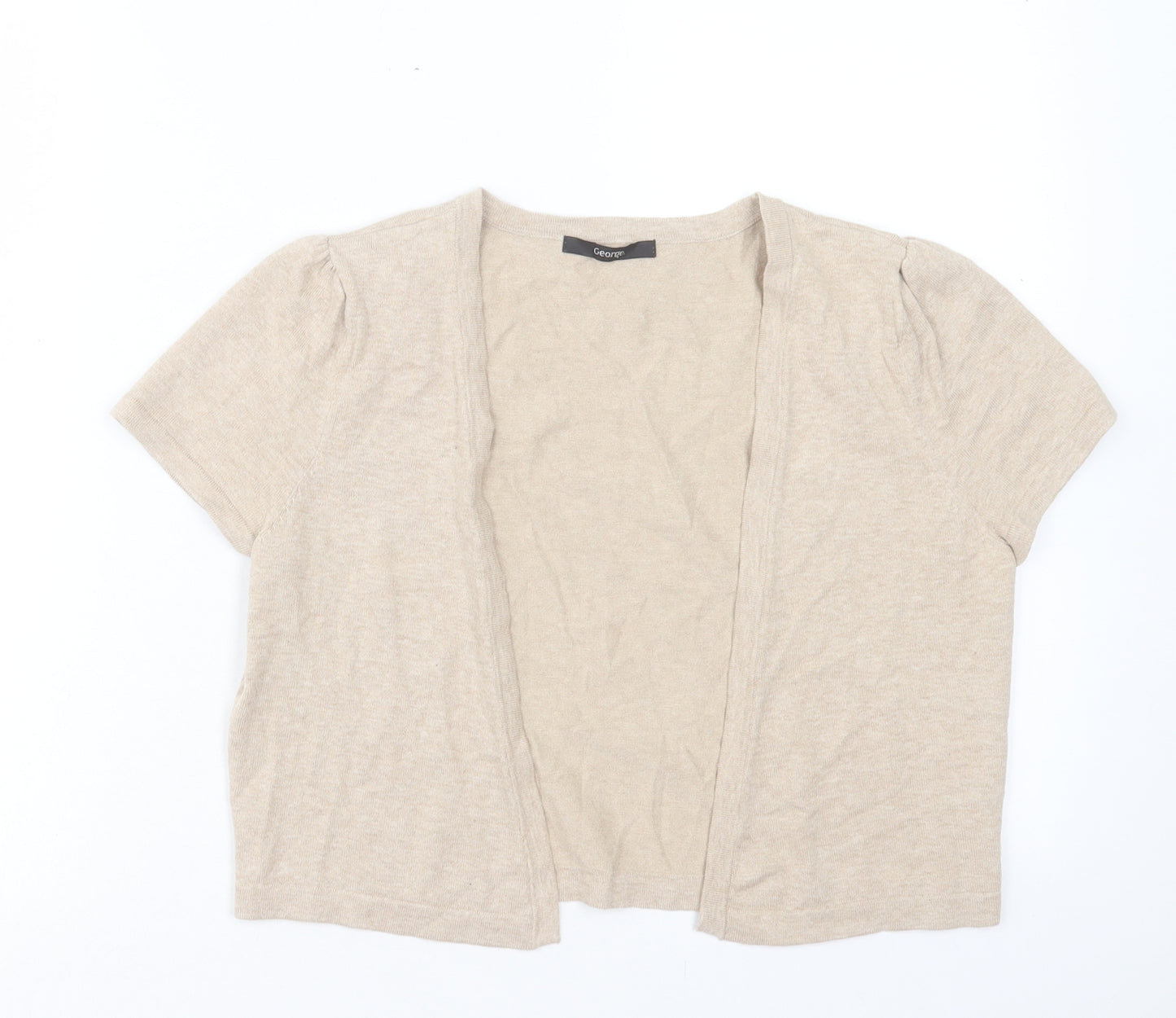 George Womens Beige V-Neck Cotton Cardigan Jumper Size 12