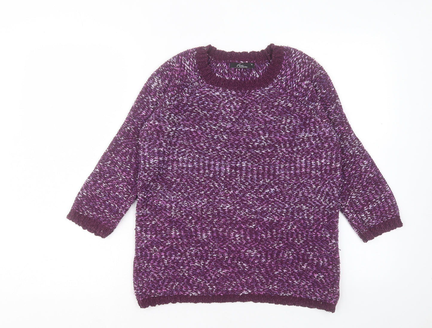 Bonmarché Womens Purple Round Neck Acrylic Pullover Jumper Size XS