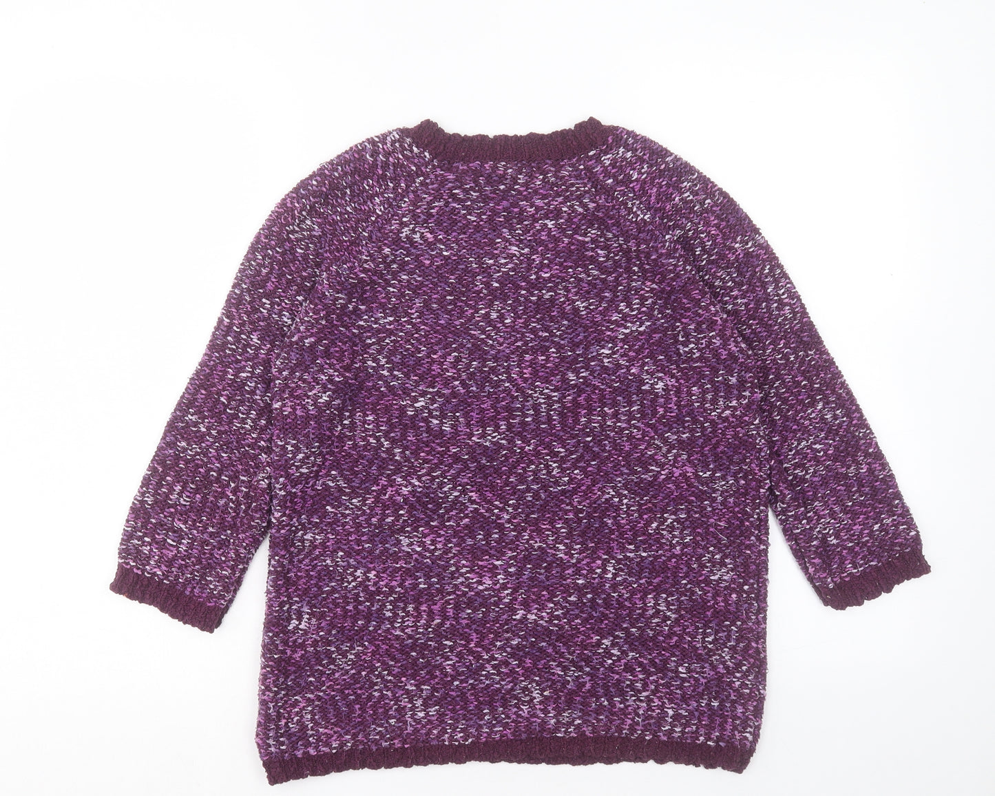 Bonmarché Womens Purple Round Neck Acrylic Pullover Jumper Size XS
