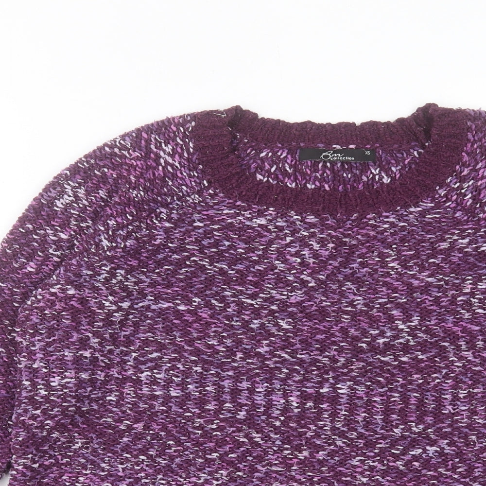 Bonmarché Womens Purple Round Neck Acrylic Pullover Jumper Size XS