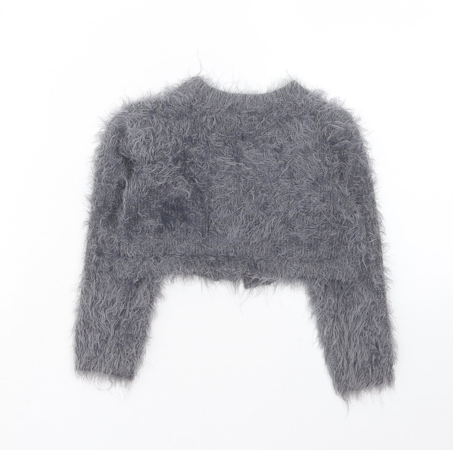 NEXT Girls Grey Boat Neck Nylon Cardigan Jumper Size 4 Years Button