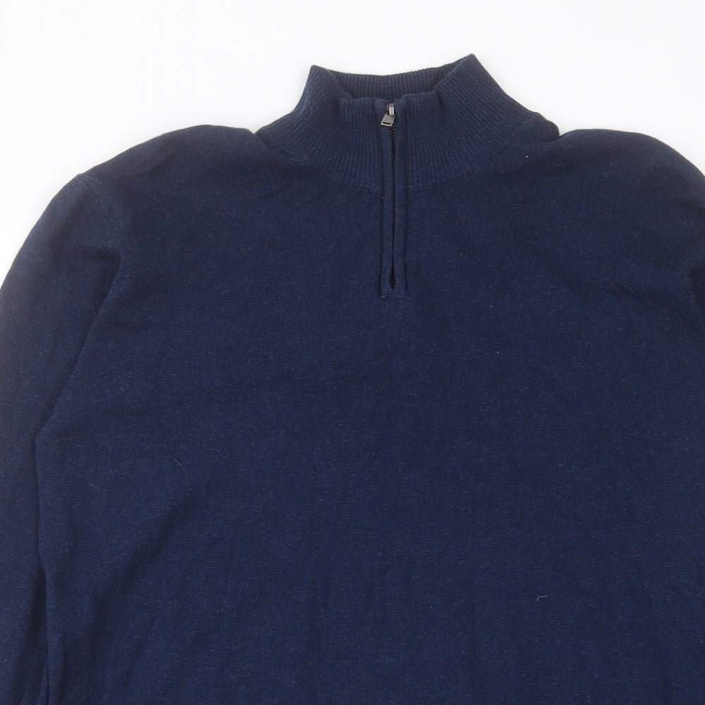 Matalan Mens Blue High Neck Cotton Pullover Jumper Size M