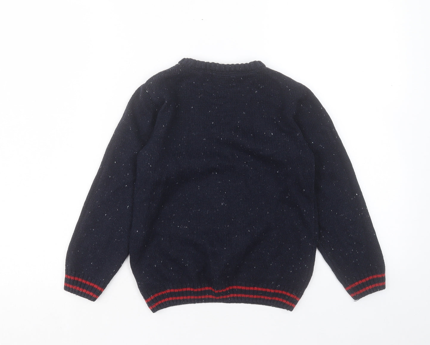 NEXT Boys Blue Crew Neck Acrylic Pullover Jumper Size 6-7 Years Pullover - Christmas Reindeer