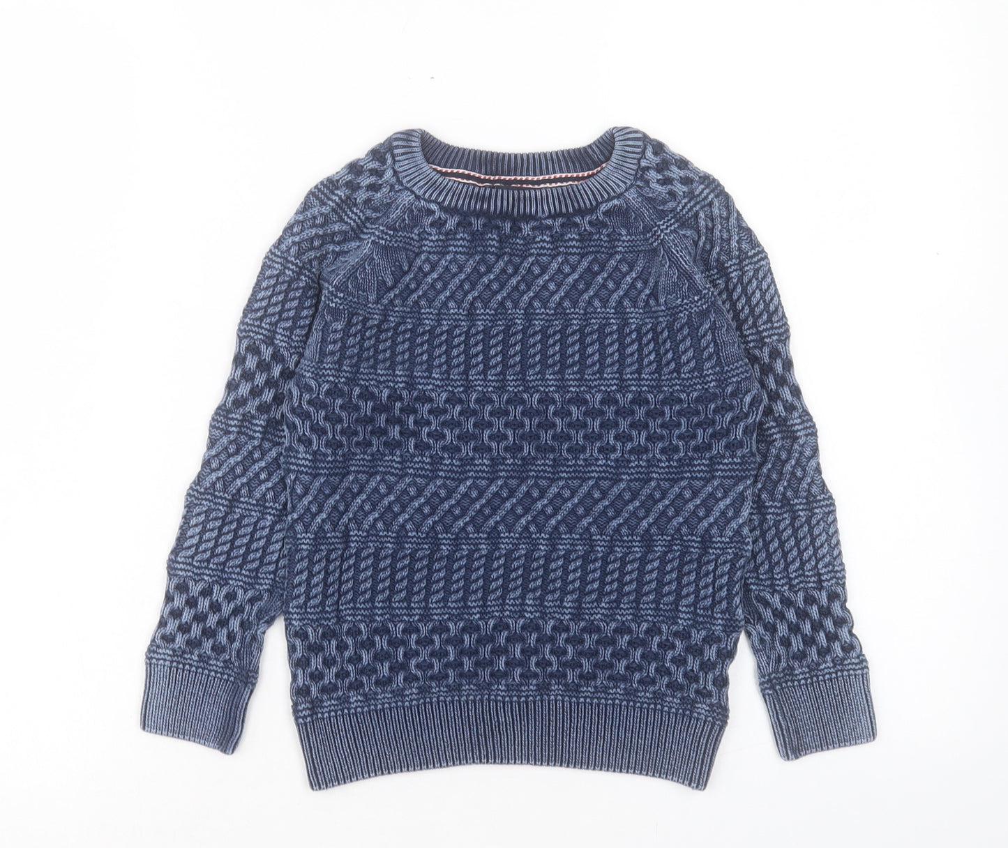NEXT Boys Blue Round Neck Geometric Cotton Pullover Jumper Size 6 Years Pullover