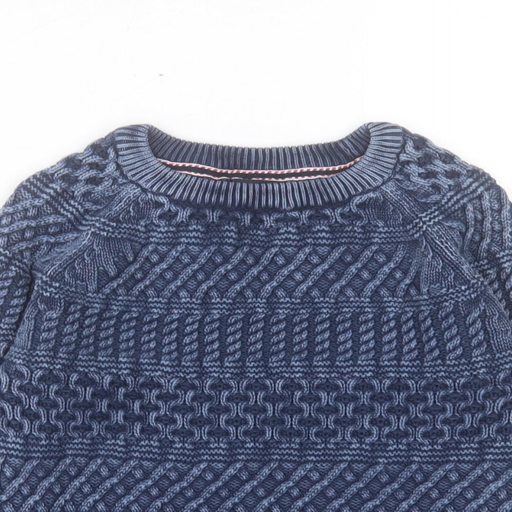 NEXT Boys Blue Round Neck Geometric Cotton Pullover Jumper Size 6 Years Pullover
