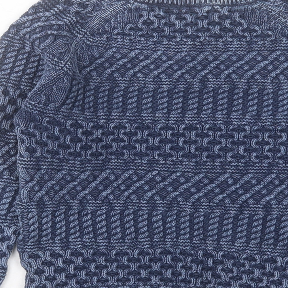 NEXT Boys Blue Round Neck Geometric Cotton Pullover Jumper Size 6 Years Pullover