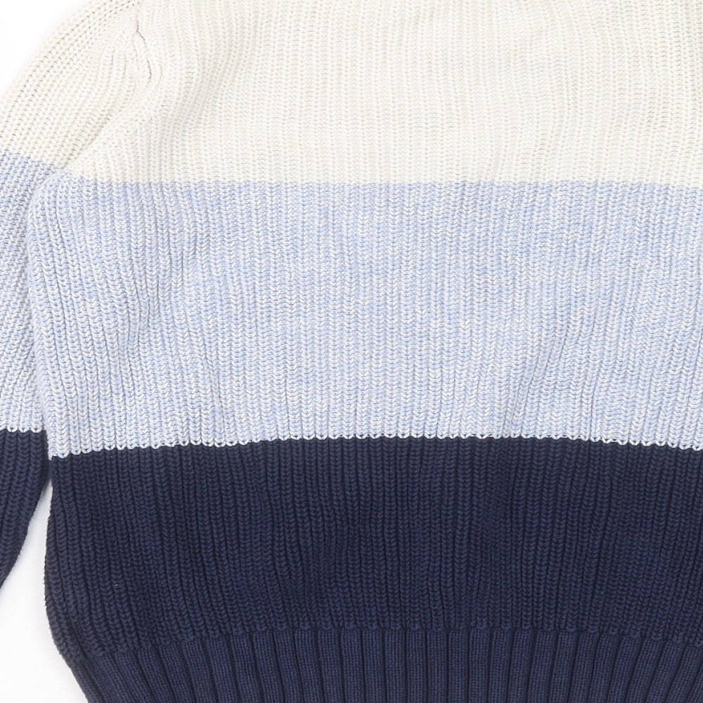 Marks and Spencer Womens Multicoloured Crew Neck Striped Cotton Pullover Jumper Size S