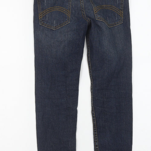Marks and Spencer Girls Blue Cotton Straight Jeans Size 7 Years Regular Button