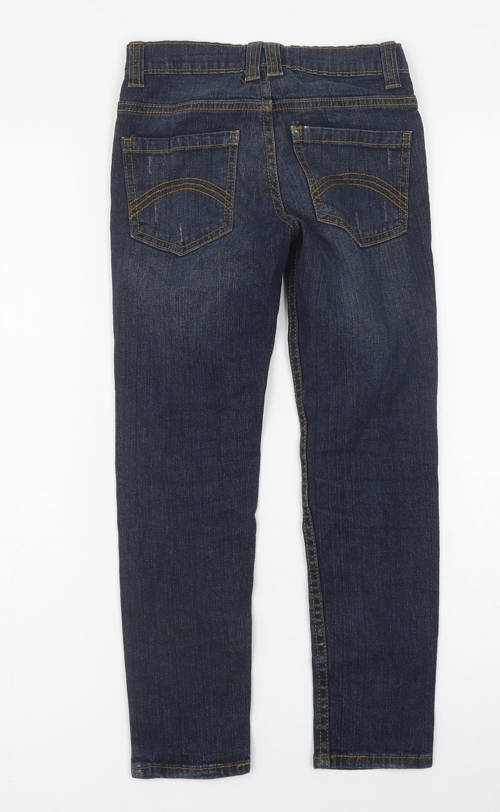 Marks and Spencer Girls Blue Cotton Straight Jeans Size 7 Years Regular Button