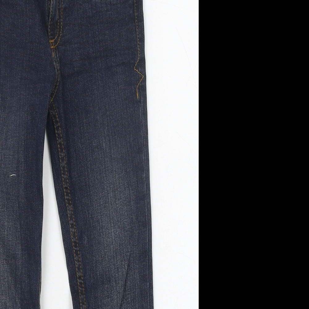 Marks and Spencer Girls Blue Cotton Straight Jeans Size 7 Years Regular Button