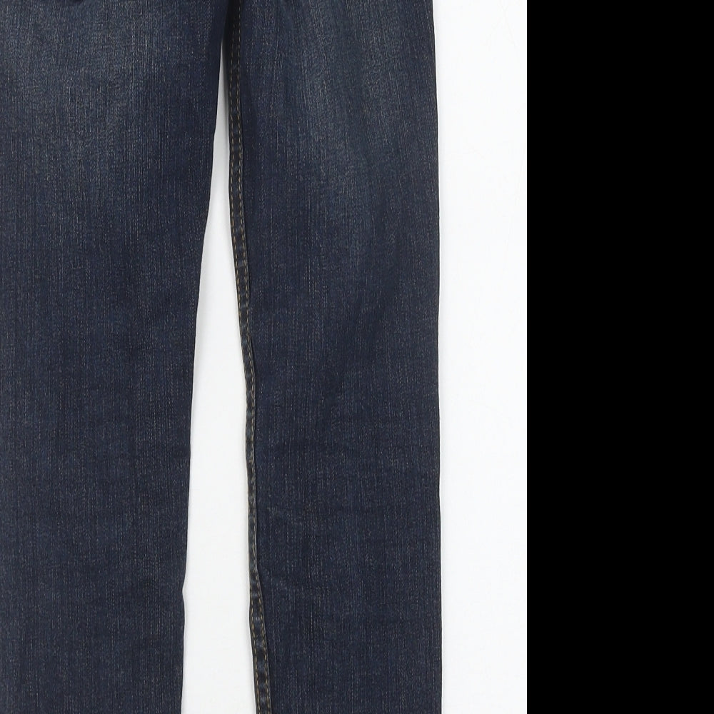 Marks and Spencer Girls Blue Cotton Straight Jeans Size 7 Years Regular Button