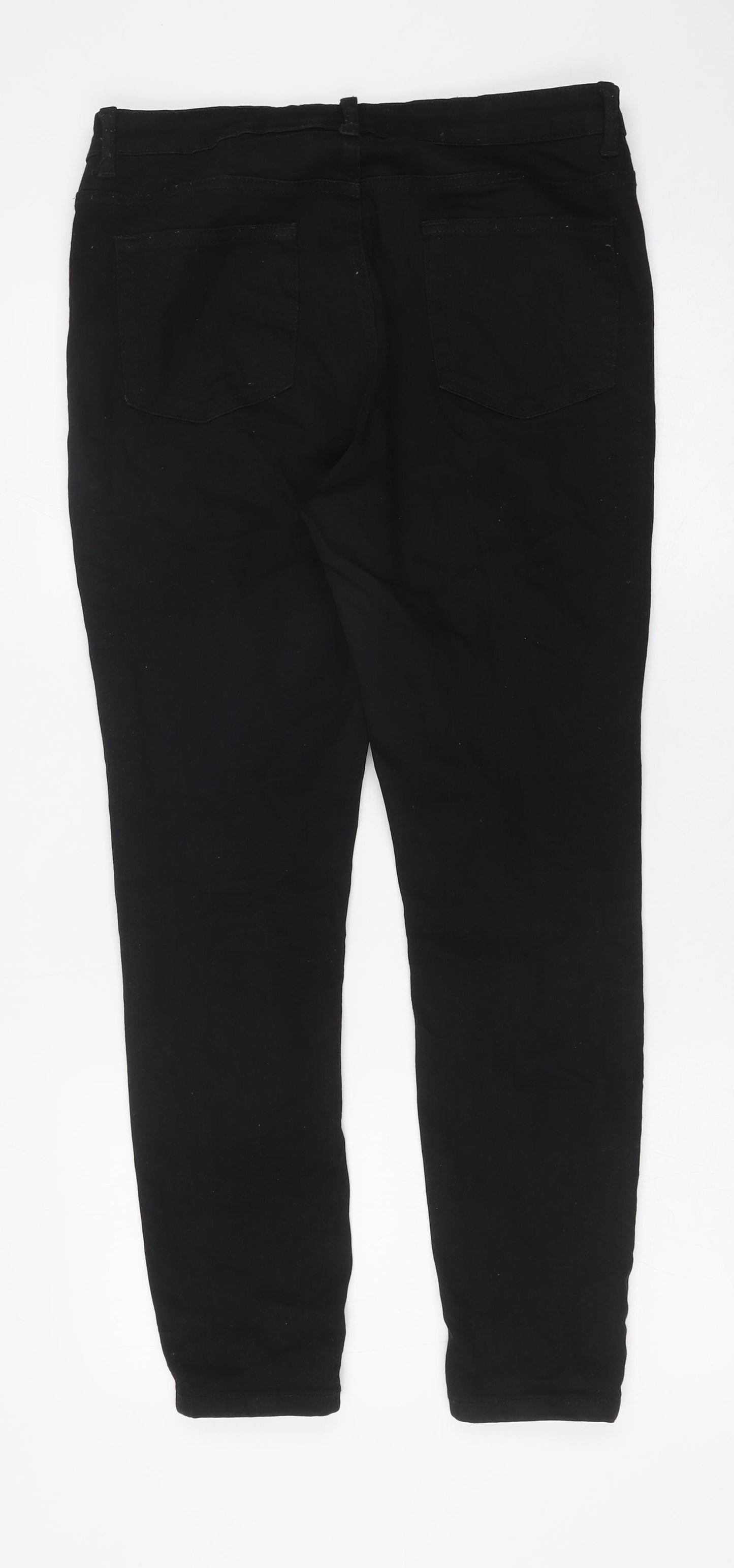 Primark Womens Black Cotton Skinny Jeans Size 16 L28 in Regular Button