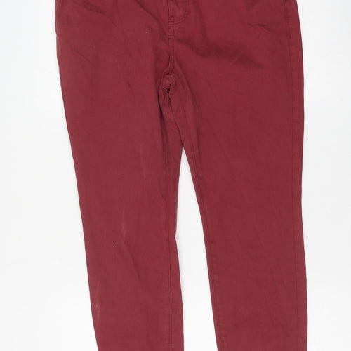 TU Womens Red Cotton Skinny Jeans Size 12 L27 in Regular Button