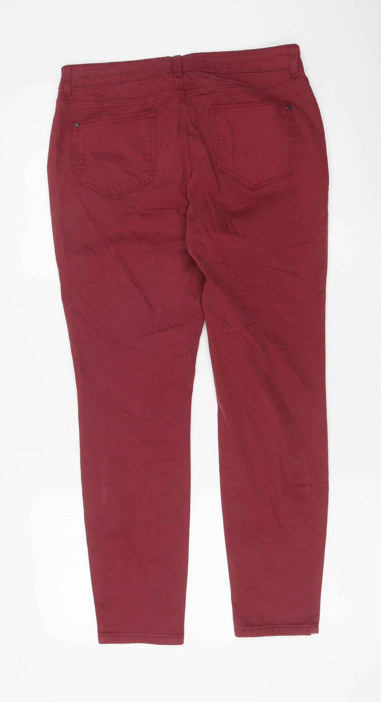 TU Womens Red Cotton Skinny Jeans Size 12 L27 in Regular Button
